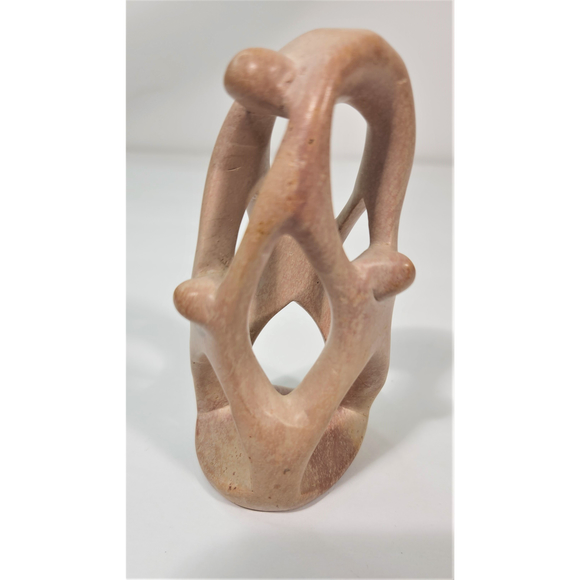 African Soapstone Figurine Hand Carved Family 3 Children 1 Adult 4 in High - Picture 1 of 5